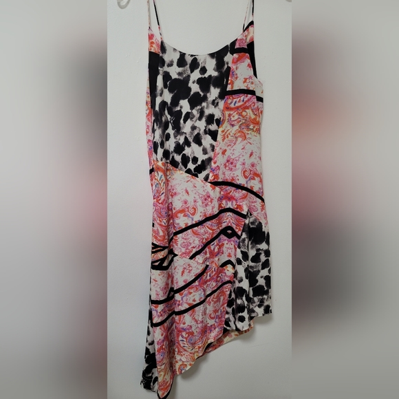 New Nicole Miller Collection Francha Strappy Pink Multi Silk Dress Asymmetric 2 - Picture 13 of 16